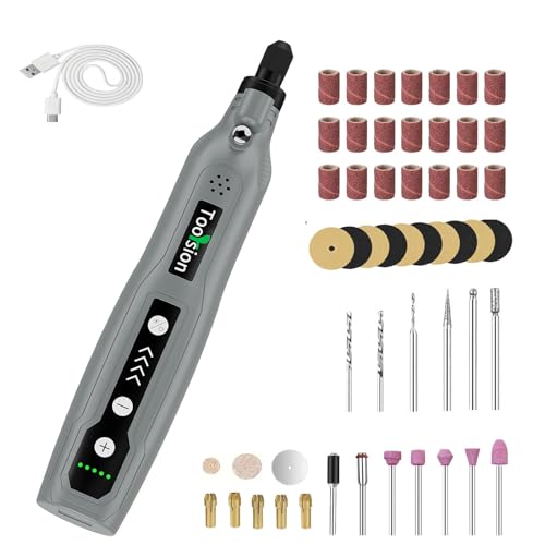Mini Cordless Rotary Tool,49 PCS Accessories and USB C Charging, rechargeable battery pack rotary tool kit,5-speed for polishing,cutting, Diy Crafts (Gray - CordlessRotary Tool Kit-49pcs)
