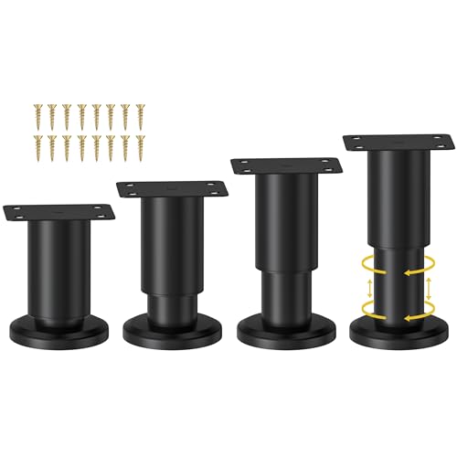 Wlrrcwdttc 4 Pcs Metal Adjustable Furniture Legs 3.15-4.72 inch, Adjustable Cabinet Legs for Sofa/Bed/Chair/Couch/Dresser/Table, Heavy Duty Bed Replacement Support Legs for Bed Frame/Bed Center Slat - size: 3.15-4.72 inch (4pcs)
