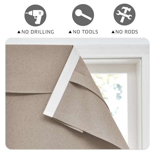 RYB HOME 100% Blackout Classroom Door Window Cover, Sidelight Curtains - color: Mocha, size: 12"W x 40"L (Pack of 1)