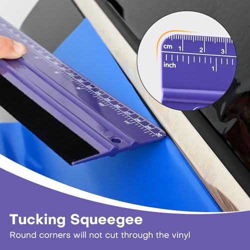 NEWISHTOOL 2 PCS Felt Squeegee for Vinyl, Purple Ruler Scraper, Two-Length