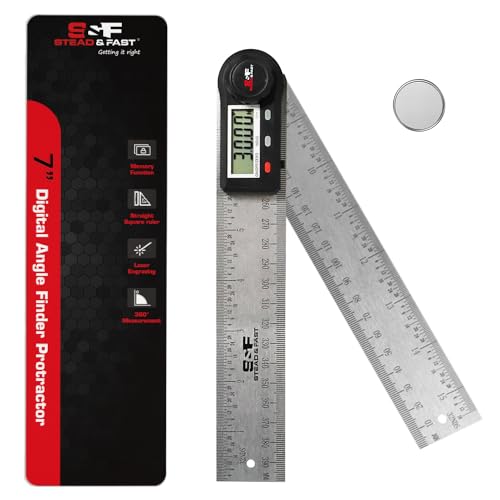 S&F STEAD & FAST Stainless Steel Digital Angle Finder Tool, 7 Inch / 200 mm - size: Full Size