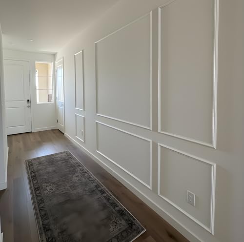 Pre-Cut Peel and Stick Wall Molding Kit Wainscoting Trim- Self Adhesive Premade Accent Panel Chair Rail for Interior Moulding Home Decor Accent Wall Set of 6 pcs - 3 Top 3 Bottom, Ready to Assemble - size: (54×24+24×24) x2 + (54×48+24×48)