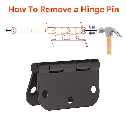 Amazon Basics Sturdy Rounded 5/8 Radius Interior Door Hinges with Included Screws, 3.5" x 3.5", Matte Black, 18-Pack - color: Matte Black, size: 18 Pack