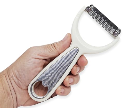 WitnyStore Kitchen Tool 6" Long White Plastic Handle Stainless Steel Wavy Peeler Scraper Bottle Opener - Thai Cooking Utensils Multipurpose Portable Hand-Held Cookery Equipments for Fruits Vegetables - size: 6"