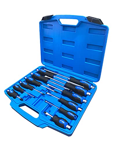 ROTATION 12pc Magnetic Screwdriver Set, with Go-Thru Steel Blades - color: Black
