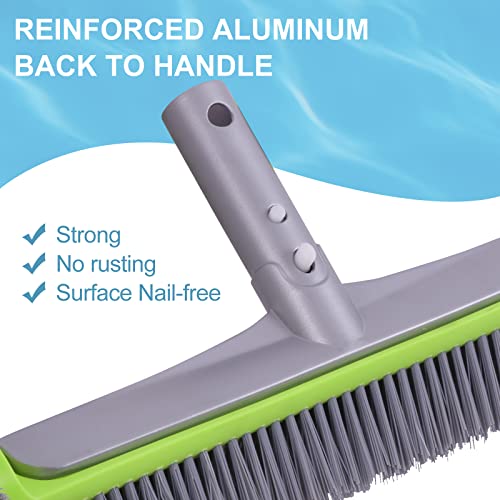 Sepetrel Pool Brush Head for Cleaning Walls,Heavy Duty Inground/Above Ground Swimming Pool Round Scrub Brushes with Premium Strong Bristle & Reinforced Aluminium Back - size: 18" Round
