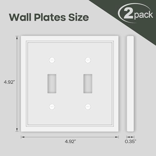 2 Pack Double Toggle Light Switch Cover Plate - size: 2 Gang Double Toggle