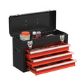 Portable Metal Tool Box with Drawers, Latches Tool Box with EVC Liners for Garage, Home and Workbench (Blackred) - color: Blackred