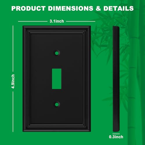 4 Pack Matte Black Decorative Single Toggle Light Switch Covers Plate - size: 1 Toggle 4 Pack