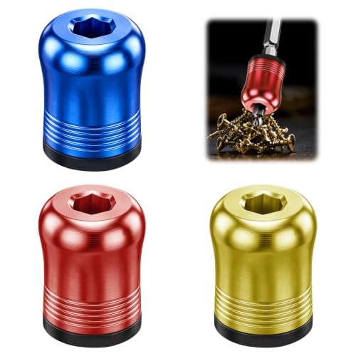 3Pcs Screwdriver Head Magnetic Ring Threaded, High Hardness Alloy Screw Holders with Serrated Locking, Anti-Slip Bit Collars for Hex Screwdrivers, Impact Drivers & Power Bits