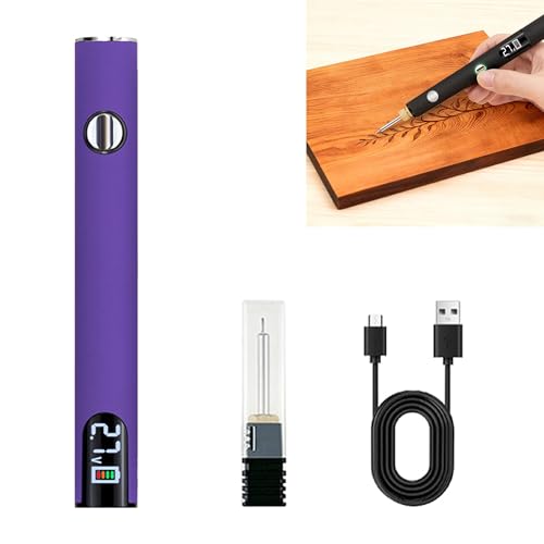 MXHLXRMP Rechargeable Thread Burner Kit, LCD 2.7V/3.4V/4.2V(Purple) | 510 Threaded Battery , USB-C Charging Cable Included,, For Beading, Sewing, Weaving, Leather Craft, Stringing - color: Purple