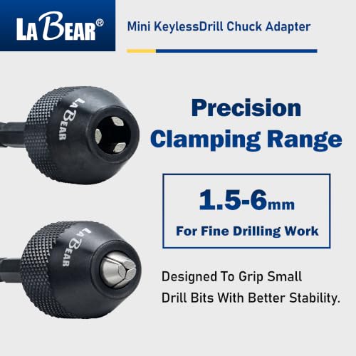 LABEAR Keyless Drill Chuck Adapter, 1.5-6mm, 1/4" Hex Shank - size: 1.5-6mm