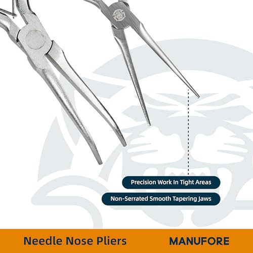 MANUFORE 2-Piece 6 Inch Mini Needle Nose Pliers Set, Straight and 45° Bent - color: Blue