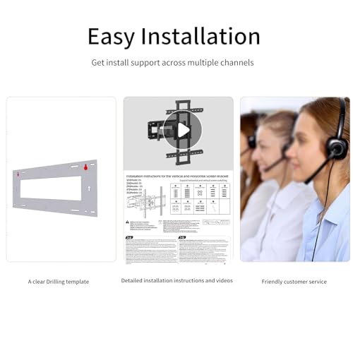 Full Motion TV Wall Mount for 50-90", Hold 264 lbs, ±90° Rotation - size: 50-90 inch