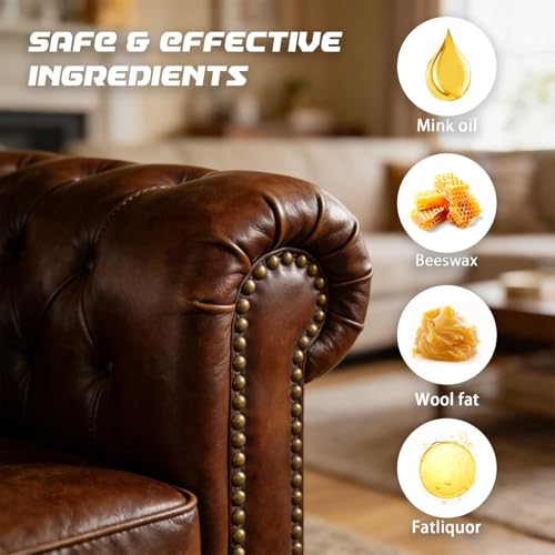 Furniture Salve for Leather - Leather Furniture Repair Salve, Made with Mink Oil, Beeswax, Protects, Softens Restores and Leather Shoes, Boots, Bags, Furniture - 5.3Oz