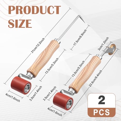 2 Pcs Seam Roller with Tester Probe, 40 mm Silicone Seam Roller with 6 mm Brass Detail Penny Tool, Smoothing Tool for PVC/TPO/EPDM Single Ply Roofing Tape Woodwork Wallpaper Installation | 40 mm Silicone Seam Roller with 6 mm Brass Detail Penny Tool, Smoo