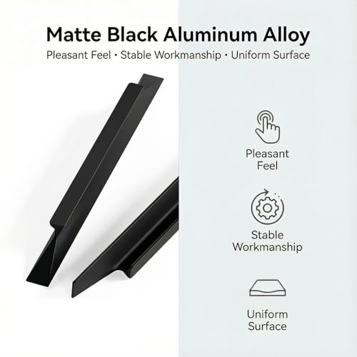 Goldenwarm 10 Pack Black Cabinet Handles, 3-3/4" Hole Center Finger Pulls - color: Black, size: 3-3/4in Hole Centers