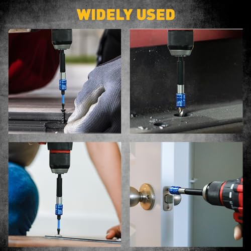 3-Piece 1/4" Quick Change Drill Bit Holder, 4-inch Hex Shank Bit Extension Set, CR-V Steel Quick-release Screwdriver Bits Holder with Storage Base - style: 4" Upgraded Version
