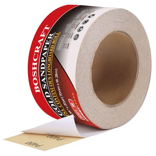BOSHCRAFT 180 Grit PSA Longboard Sandpaper, 2-3/4" x 20 Yds Self-Adhesive Sand Paper for Woodworking & Automotive Air File Sander - size: 180 grit