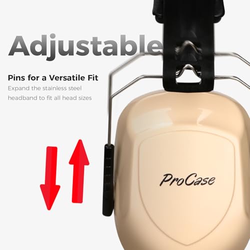 ProCase Hearing Protection Ear Muffs SNR 33dB, Noise Cancelling Headphones - color: 1 - Beige