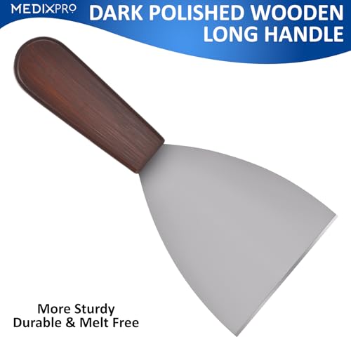 Baking Spatula Premium Stainless Steel with Wooden Handle Heavy-Duty Dough Scraper Turner, Multi-Purpose Kitchen Spatula for Baking, Cooking, Cake Decorating, Pizza & Pastry Use tool