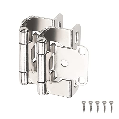 20 Pairs-40 Pack 1/2" Overlay Semi-Wrap Cabinet Hinges,Self Closing Face Frame Satin Nickel Cabinet Hinges,Easy Installation Hinges for Kitchen Cabinet Doors - color: Satin Nickel, size: Semi Wrap 1/2inch