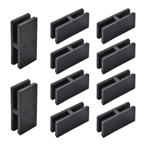 Railing Glass Clamps, 304 SS, Fits 5/16"- 3/8"-1/2" Glass Thickness - color: Black, 180 Degree-10pcs
