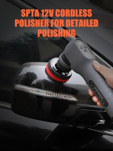 Cordless Mini Polisher, SPTA 12V Cordless Polisher for Detailed Polishing, Cordless Car Buffer Polisher, RO&DA Buffer Polisher with Mini Polishing Pads and Wool Pads for Polishing, Sanding, Cleaning