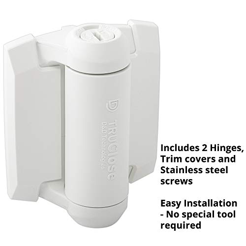 D&D TCA1S3WTS TruClose Regular Gate Hinge Square Metal Gates, White, 2 pcs. - color: White, size: Adjustable gate gap: 3/8”–7/8” gate frame to post