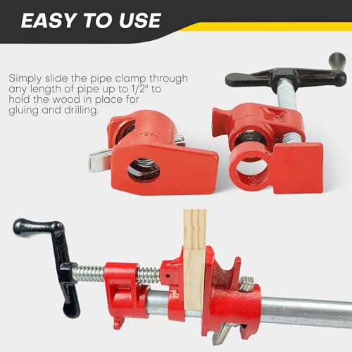 6 Pack 1/2" Wood Gluing Pipe Clamp Set, Pipe Clamps for Woodworking - style: 6 Pack, 1/2"