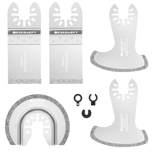 EXKRAEFT 5PCS Diamond Oscillating Multi Tool Blades for Grout Removal - size: 5PCS