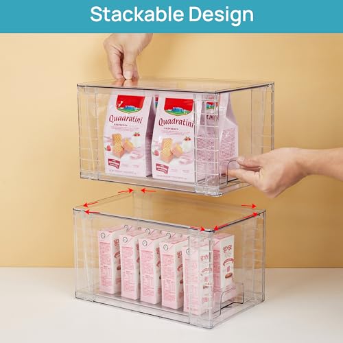 Vtopmart 4 Pack Stackable Clear Pantry Storage Drawers, Large - size: 4Pack 7"H