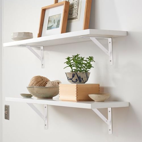 8 Pcs Heavy Duty Shelf Brackets, Floating Metal Shelf Brackets, L Shaped Shelves Support Angle Brackets for Heavy Duty Floating Shelves (9.84 x6.29 inch White) - size: 9.84 x 6.29 inch White