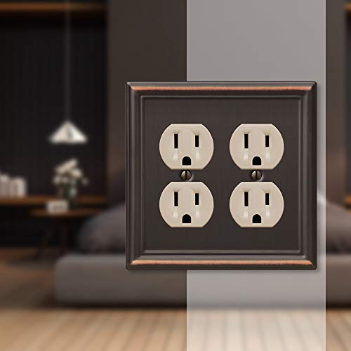 Amerelle 149DDDB Chelsea Wallplate, 2 Duplex, Steel, Aged Bronze, 1-Pack - color: Aged Bronze, size: 2 Duplex