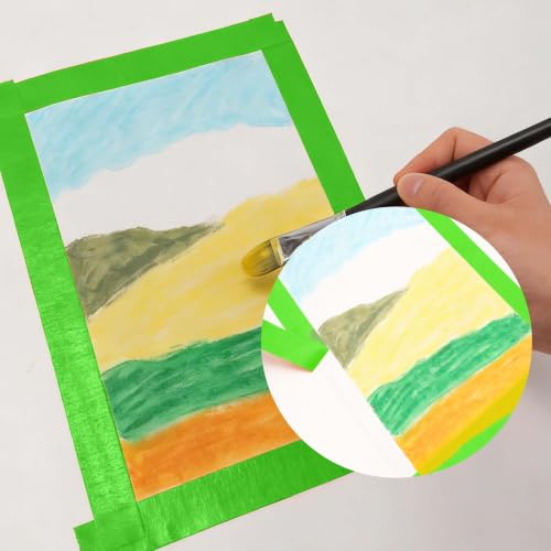 ADHES Green Masking Tape Painter Tape 24mm x 50m | 6Rolls x 0.94Inch x 55Yard,Clean Removal, No Residue, Multi-Surface,Ideal for Painting DIY Arts Crafts Labeling - size: 24mm x 50m