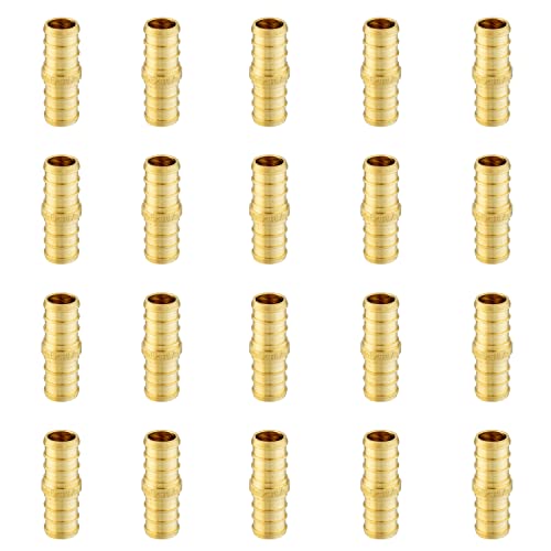 20-Pack EFIELD Pex 1/2" x 1/2"Straight Coupling Brass Crimp Fitting - size: Pack of 20, style: 1/2''x1/2''