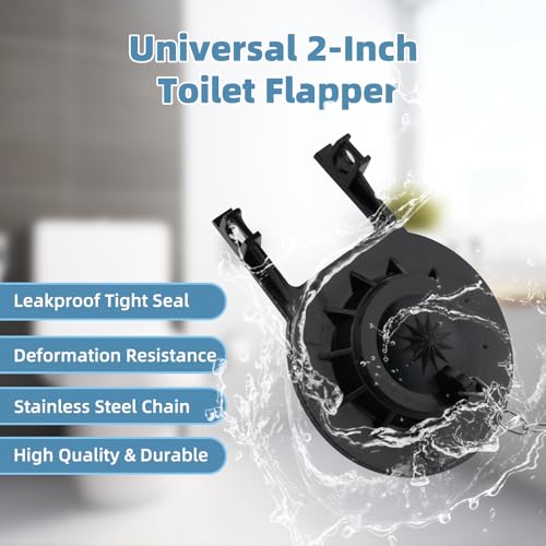 Universal 2-Inch Toilet Flapper Replacements, Adjustable Metal Chain, Black - style: 1 Pack