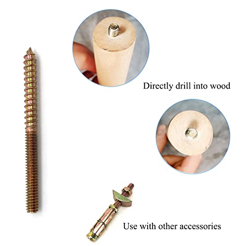 12 Pack 1/4-20 x3 Inch Hanger Bolts 1/4-20" Double Headed Bolts 1/4 Wood Dowel Screw Self-Tapping Screw Hanger Bolts for Furniture Double Head Threaded Rods Bolt 76.2mm Length - size: 1/4-20"x3"-12PCS
