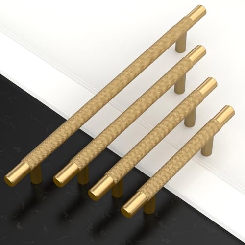 Amerdeco 10 Pack Champagne Bronze Knurled Cabinet Pulls 5 Inch Hole Centers Kitchen Cabinet Handles Hardware Kitchen Handles for Cabinets Handles IH0006 - color: Champagne Bronze, size: 5"/128MM Hole Center