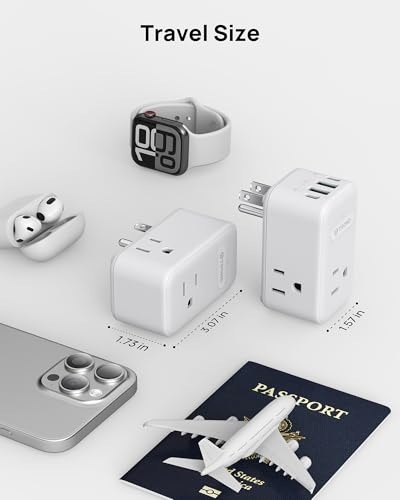 TROND Multi Plug Outlet Extender 2 Pack with 3 Way Outlet Splitter and USB - color: White, size: 3 Prong-2 Pack
