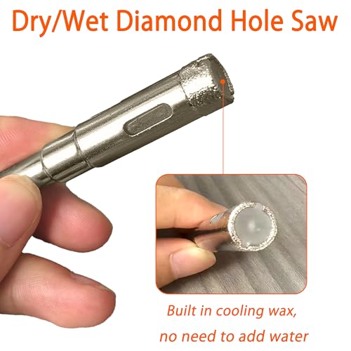 Dry Diamond Drill Bits for Glass, 1/4"~11/16" Diamond Hole Saw Drill Bit | 7PCS Glass Drill Bits for Ceramic Bottles, Pots, Marble, Tile, Stone - size: 1/4"-11/16"