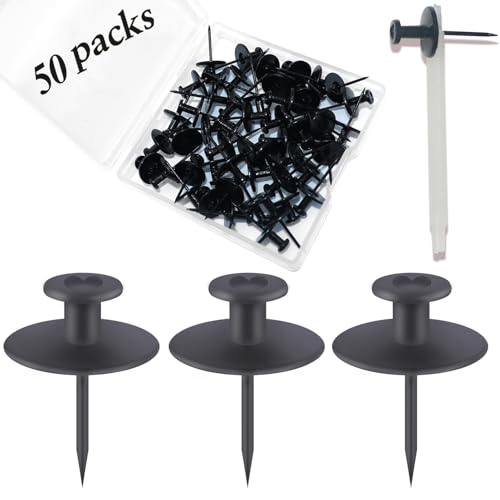50 PCS Push Pins Picture Hangers Wall Hooks, Double Headed Thumb Tacks for Wall Hangings, Renter Friendly Decor Small Picture Frame Hangers for Drywall Cork Board Home Office Photo Decorations(Black) - style: Black