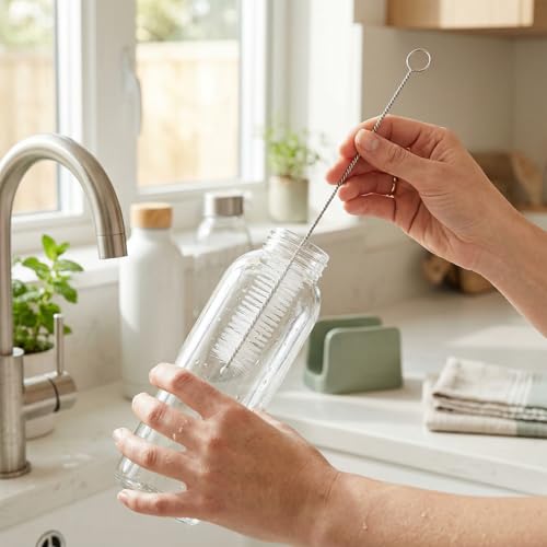 8-Inch Nylon Straw Cleaning Brushes, 10-Pack, Flexible Stainless-Steel Wire Tube Brushes, Non-Scratch and Rust-Resistant, for Reusable Straws, Bottles and Narrow Tubes