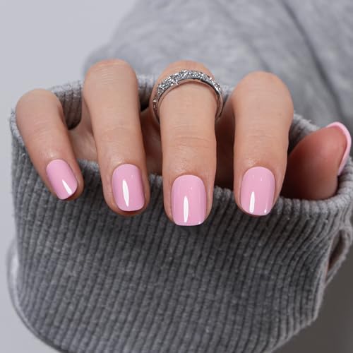 CurvLife Extra Short Square Press On Nails, Candy Blush Pink, Soft Gel - color: D4 - Candy Blush