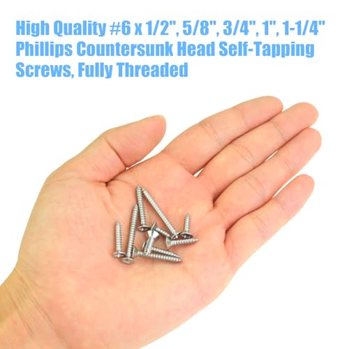 DYWISHKEY 166-Piece Wood Screws Assortment Kit - #6 x 1/2", "5/8", "3/4", "1", "1-1/4" Screws - size: #6