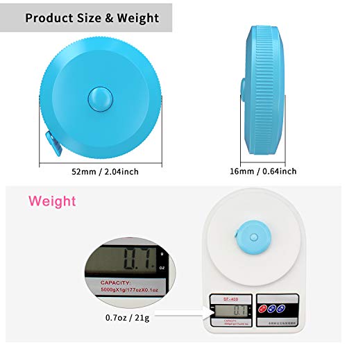 DiCUNO 3-Pack Soft Retractable Measuring Tape, 60-Inch 1.5 Meter, Sky-Blue - color: Sky Blue*3pcs