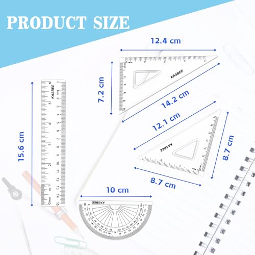 Triangular Ruler Set, 4PCS Geometry Set, Professional Drafting Tools
