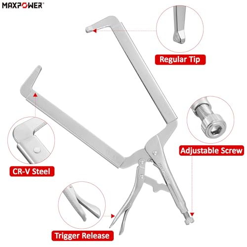 MAXPOWER 18-inch C Clamp Locking Pliers, Locking C Clamp with Regular Tips, MAX Jaw Capacity Up to 6.5" - size: 18"
