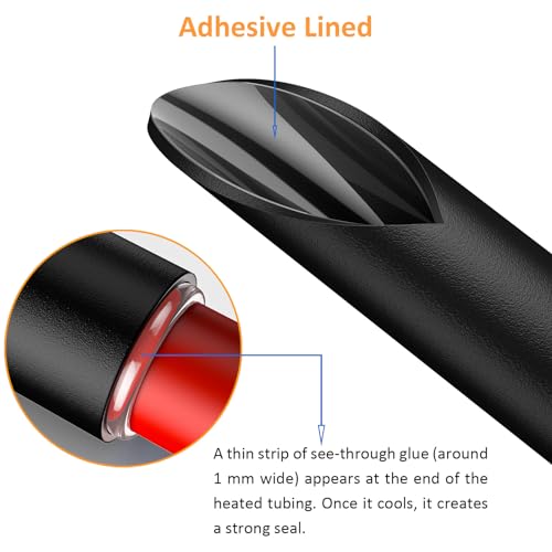 Heat Shrink Tubing Kit 355pcs Shrink Wrap Tube Electrical Wire Connectors - size: 355pcs Black Red
