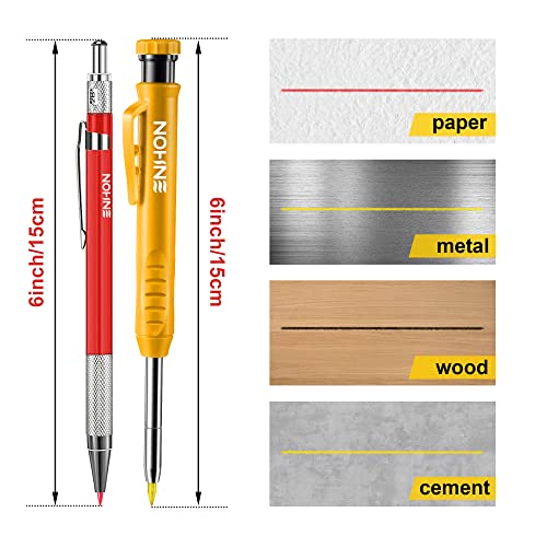Enhon 4 Pack Carpenter Pencil Set with Sharpener, Black/Red/Yellow - color: Black, Red, Yellow
